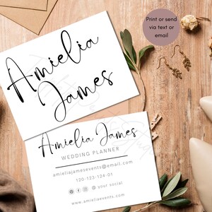 Business Card Template, Minimalist Business Cards, Chic Business Card, Calligraphy, Editable Business Card, Printable Business Cards