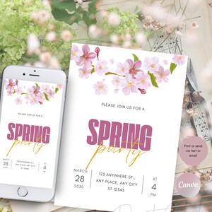 Spting Party Lunch Invitation Printable Ladies Birthday Luncheon Invite Editable, Spring Teacher Luncheon, Digital Download Template Flower