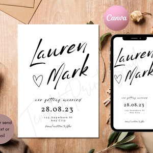 Elegant Save the Date Template Download Custom Modern Save the Date Card Templett Printable Save our date invitation