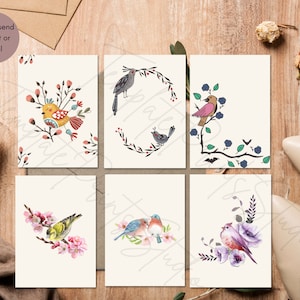 Illustration Postcard Set of 6, A6 Postcards Wall Art, llustration Art Notecards, Wallpaper, Background, Thank You Card, Label, Gift Card