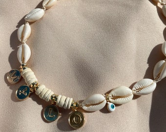 Collar de perro personalizado / collar de perlas / collar de nombre / conchas / regalo / hippie / etno / boho