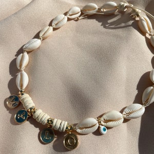 Collier chien personnalisé / collier de perles / collier prénom / coquillages / cadeau / hippie / ethno / bohème image 1