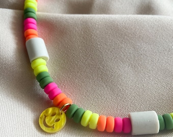 EM Keramik Kette für Hunde/ Anti Zecken Kette/ Zeckenschutz/ Antizeckenband/ Boho/ Sommer/Smiley/EM Keramik Halsband/Neon