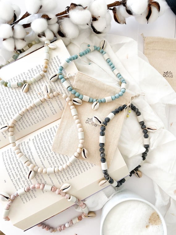 Naturstein EM Keramik Kette für Hunde/ Anti Zecken Kette/ Zeckenschutz/ Antizeckenband/ EM Keramik Halsband/ Naturstein
