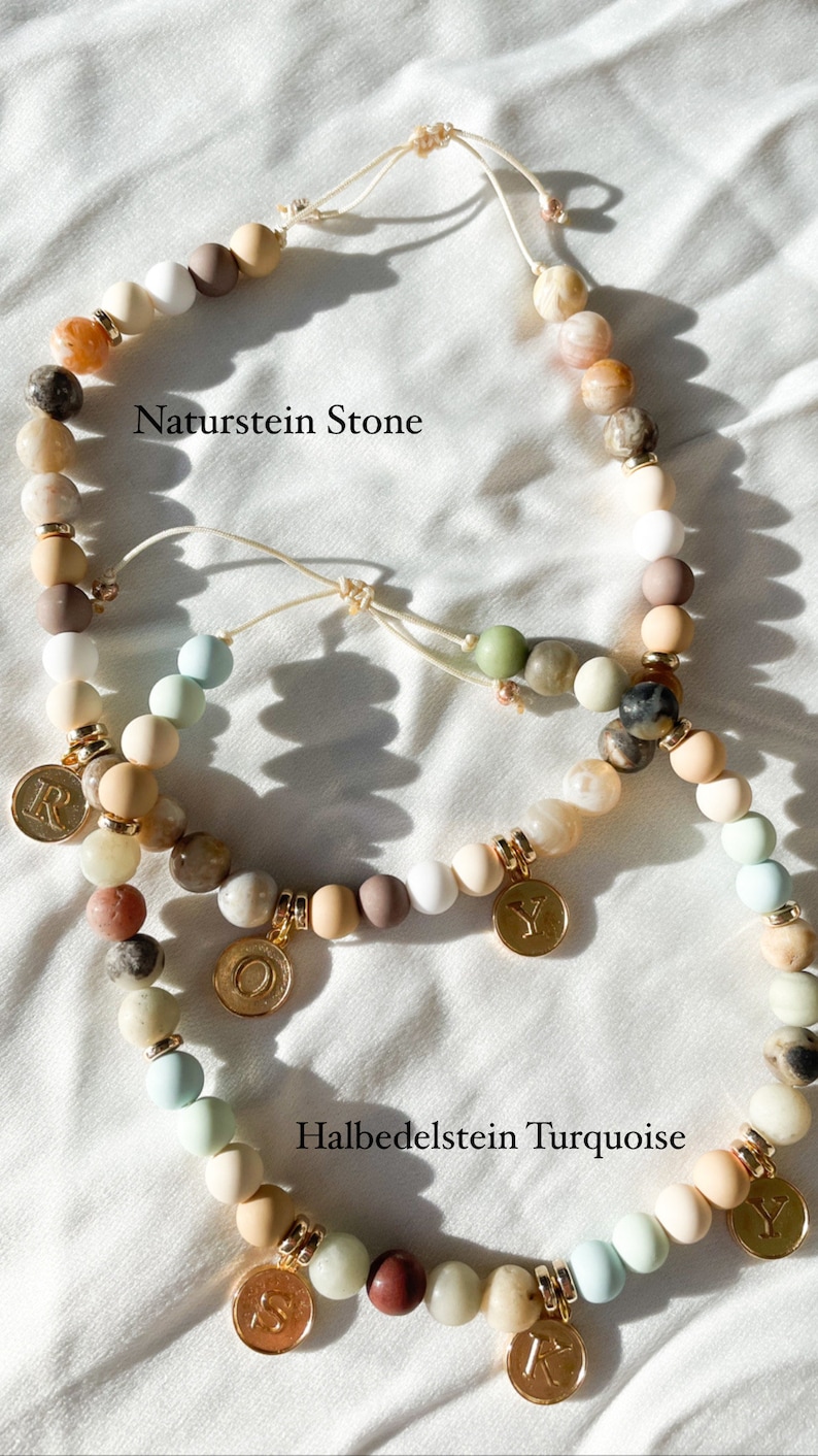 Collier chien personnalisé / collier de perles / collier prénom / pierres naturelles / cadeau / perles en bois image 3