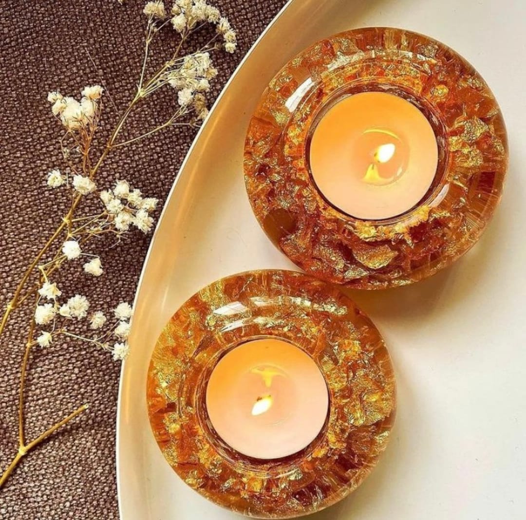 Resin Candle Holders, Tealight Holders, Diwali Decoration, Handmade Diyas for Home Decor by