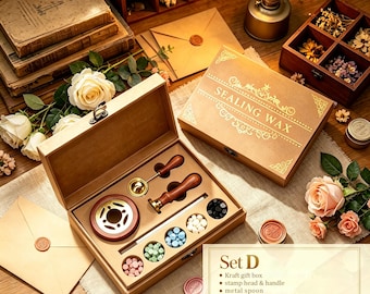 Kit de sellos de cera personalizados | Sello de cera con logotipo e iniciales personalizados para invitaciones de boda, sobres y envoltorios de regalo.