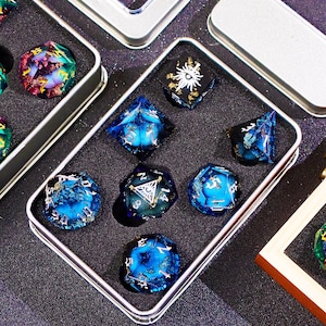 Black Mysterious Eye Liquid Core DnD Dice Set for D&D Gifts, Full Dungeons and Dragons Dice Set for DnD Gifts, Liquid Core D and D Dice Set