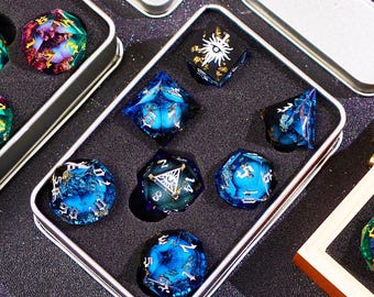 Black Mysterious Eye Liquid Core DnD Dice Set for D&D Gifts, Full Dungeons and Dragons Dice Set for DnD Gifts, Liquid Core D and D Dice Set