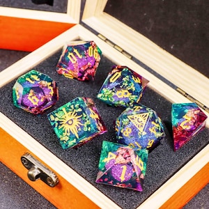 Gorgeous Liquid Core DnD Dice Set for Magic Game, Full Dungeons and Dragons Dice Set for Dnd Gifts, Christmas Gifts, D and D Dice Set