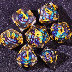 DnD Gifts, Dragon Eye Liquid Core DnD Dice Set for Role Playing Games – Unique Dungeons and Dragons Dice Set for Gifts, Resin D&D Dice Set