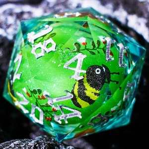 Black Bee Liquid Core Dice Set for Role Playing Games, Galaxy Dungeons and Dragons Dice Set for D&D Gifts, Liquid Core D20 Dice