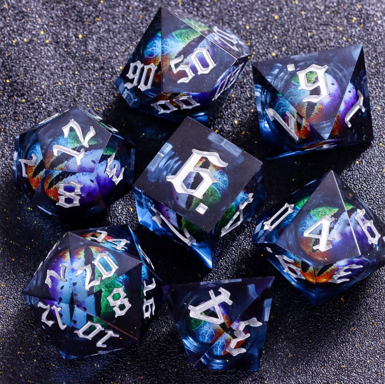 Mystery Liquid Core DnD Dice Set for Role Playing Games, Assorted Full Dungeons and Dragons Dice Set for Dnd Gift, Dragon Eye DnD Dice -K96Y image 16