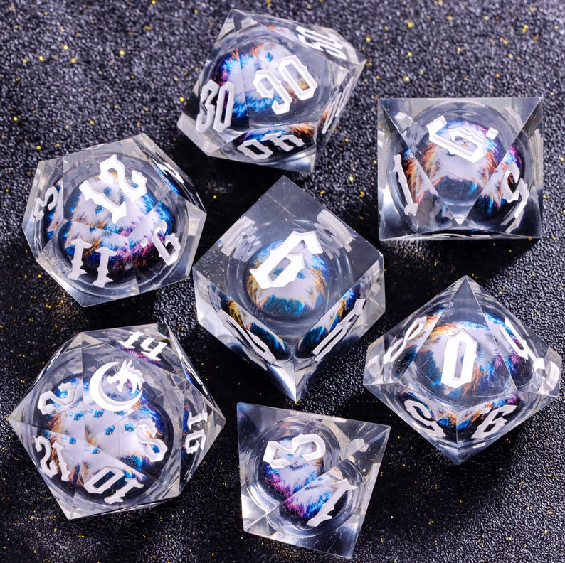 Mystery Liquid Core DnD Dice Set for Role Playing Games, Assorted Full Dungeons and Dragons Dice Set for Dnd Gift, Dragon Eye DnD Dice -K96Y image 17