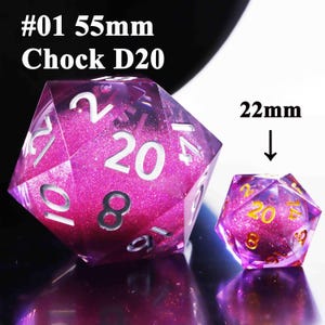 55 mm Big D20, Liquid Core DnD Jumbo D20 for RPG, Dungeons and Dragons Chock D20 Dice for Gifts, D&D Dice Overed size D20, Giant d20 Dice