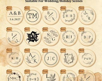 Kit de sceaux de cire personnalisés, kit de sceaux de cire avec logo personnalisé pour mariage, sceaux de cire avec initiales de mariage, ensemble de sceaux de cire personnalisés