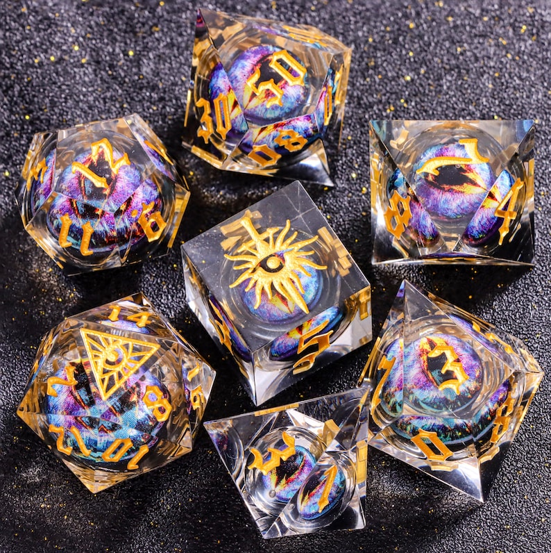 Mystery Liquid Core DnD Dice Set for Role Playing Games, Assorted Full Dungeons and Dragons Dice Set for Dnd Gift, Dragon Eye DnD Dice -K96Y image 19