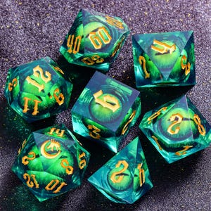 Mystery Liquid Core DnD Dice Set for Role Playing Games, Assorted Full Dungeons and Dragons Dice Set for Dnd Gift, Dragon Eye DnD Dice -K96Y image 15