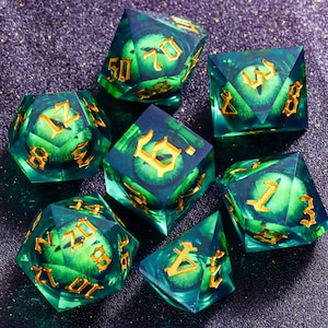 Mystery Liquid Core DnD Dice Set for Role Playing Games, Assorted Full Dungeons and Dragons Dice Set for Dnd Gift, Dragon Eye DnD Dice -K96Y image 8