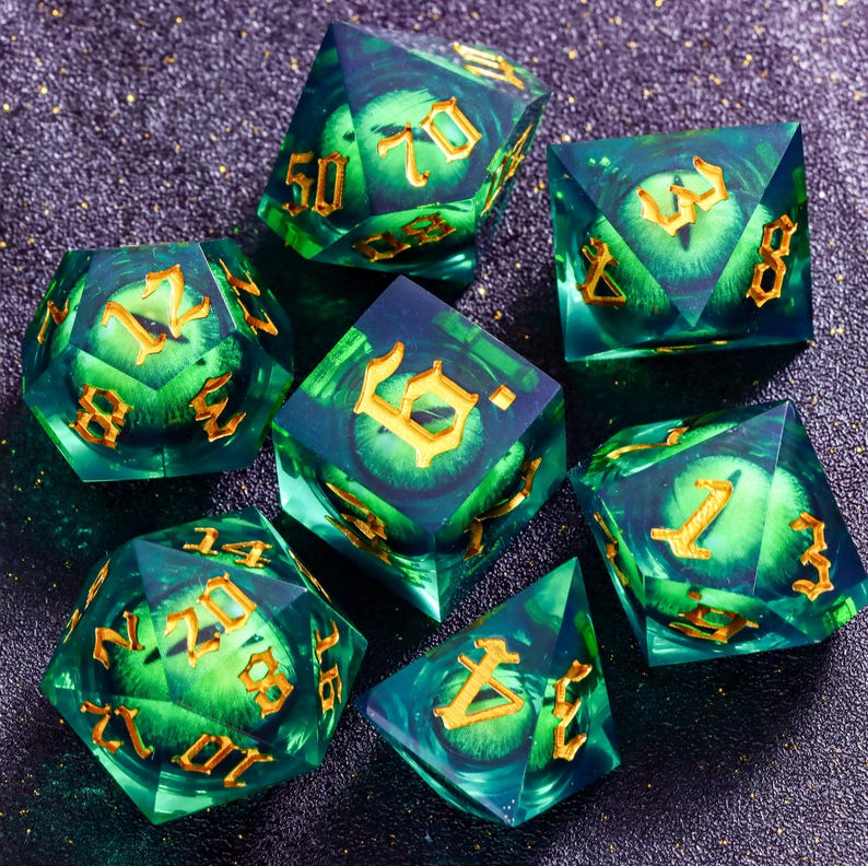 Mystery Liquid Core DnD Dice Set for Role Playing Games, Assorted Full Dungeons and Dragons Dice Set for Dnd Gift, Dragon Eye DnD Dice -K96Y image 8