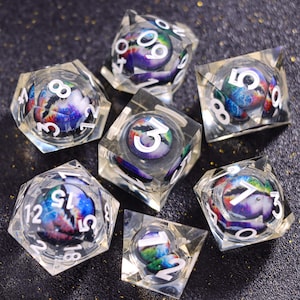 Mystery Liquid Core DnD Dice Set for Role Playing Games, Assorted Full Dungeons and Dragons Dice Set for Dnd Gift, Dragon Eye DnD Dice -K96Y image 4