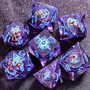 Mystery Liquid Core DnD Dice Set for Role Playing Games, Assorted Full Dungeons and Dragons Dice Set for Dnd Gift, Dragon Eye DnD Dice -K96Y image 18