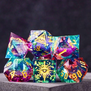 Neon Liquid Core DnD Dice Set for Dungeons and Dragons Gifts, Galaxy Dungeons and Dragons Dice Set for DnD Gifts, D20 D and D Dice Set