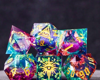 Neon Liquid Core DnD Dice Set for Dungeons and Dragons Gifts, Galaxy Dungeons and Dragons Dice Set for DnD Gifts, D20 D and D Dice Set