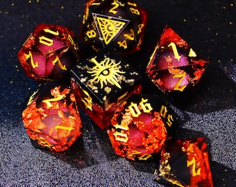 Red Black Liquid Core DnD Dice Set for D&D Gift, Full Dungeons and Dragons Dice Set for DnD Gifts, Resin Magic the Gathering Dice Set