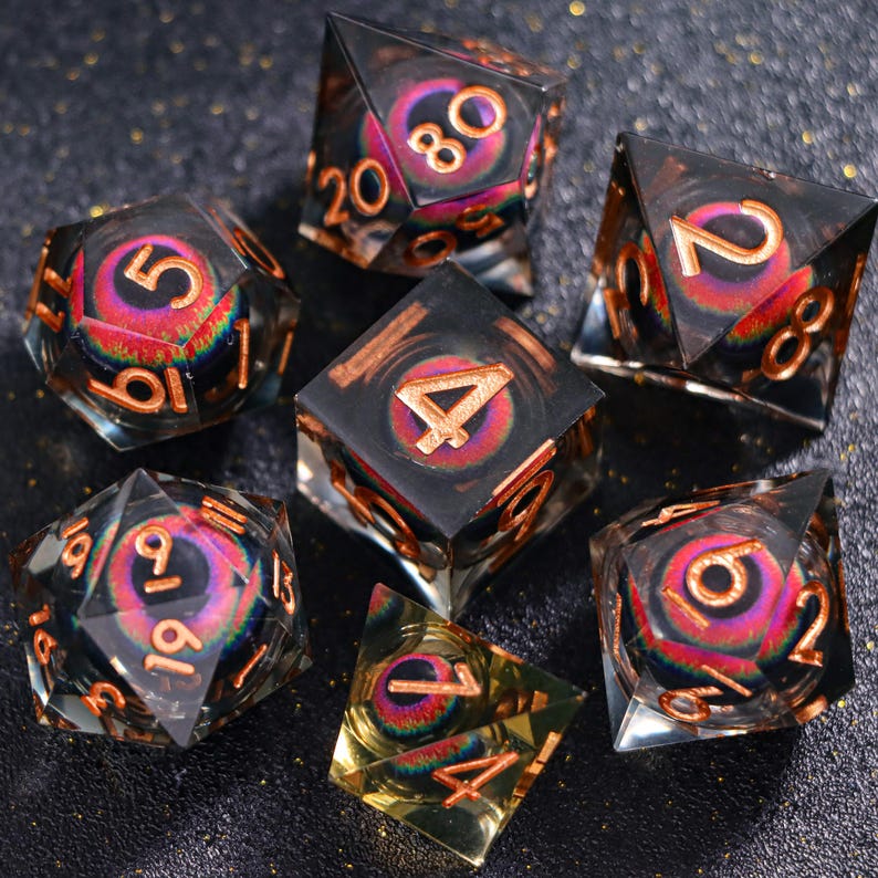 Mystery Liquid Core DnD Dice Set for Role Playing Games, Assorted Full Dungeons and Dragons Dice Set for Dnd Gift, Dragon Eye DnD Dice -K96Y image 10