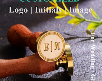 Custom Any Logo or Initials Wax Seal Stamp Kit, Personalized Any Logo Wax Seal Kit with Melt Stove, Wedding Initials Wax Seal Stamp Set
