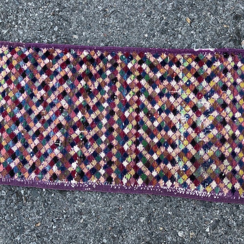 Turkish small shops rug, antique rug, small vintage rug, turkish rug, small oushak rug, small area rug, bathroom rug, small carpet, 106x18 inç