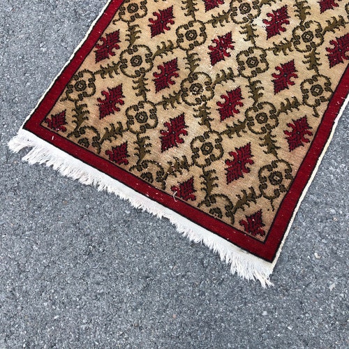 Turkish small rug, antique rug, small vintage rug, shops turkish rug, small oushak rug, small area rug, bathroom rug, small carpet, 77.6x37.6 inç