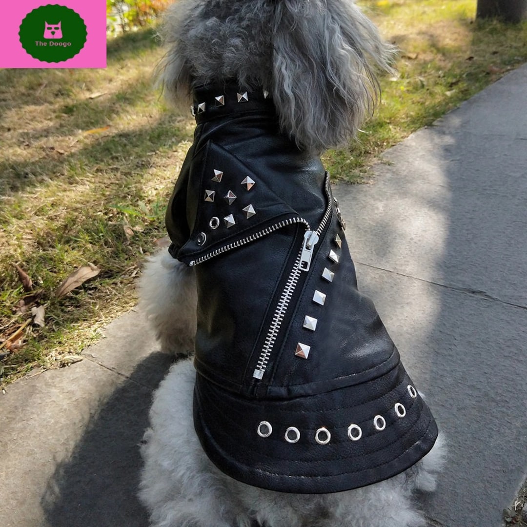 Cool Dog Leather Jacket Coat Warm Winter Pet Clothing Outfit Etsy