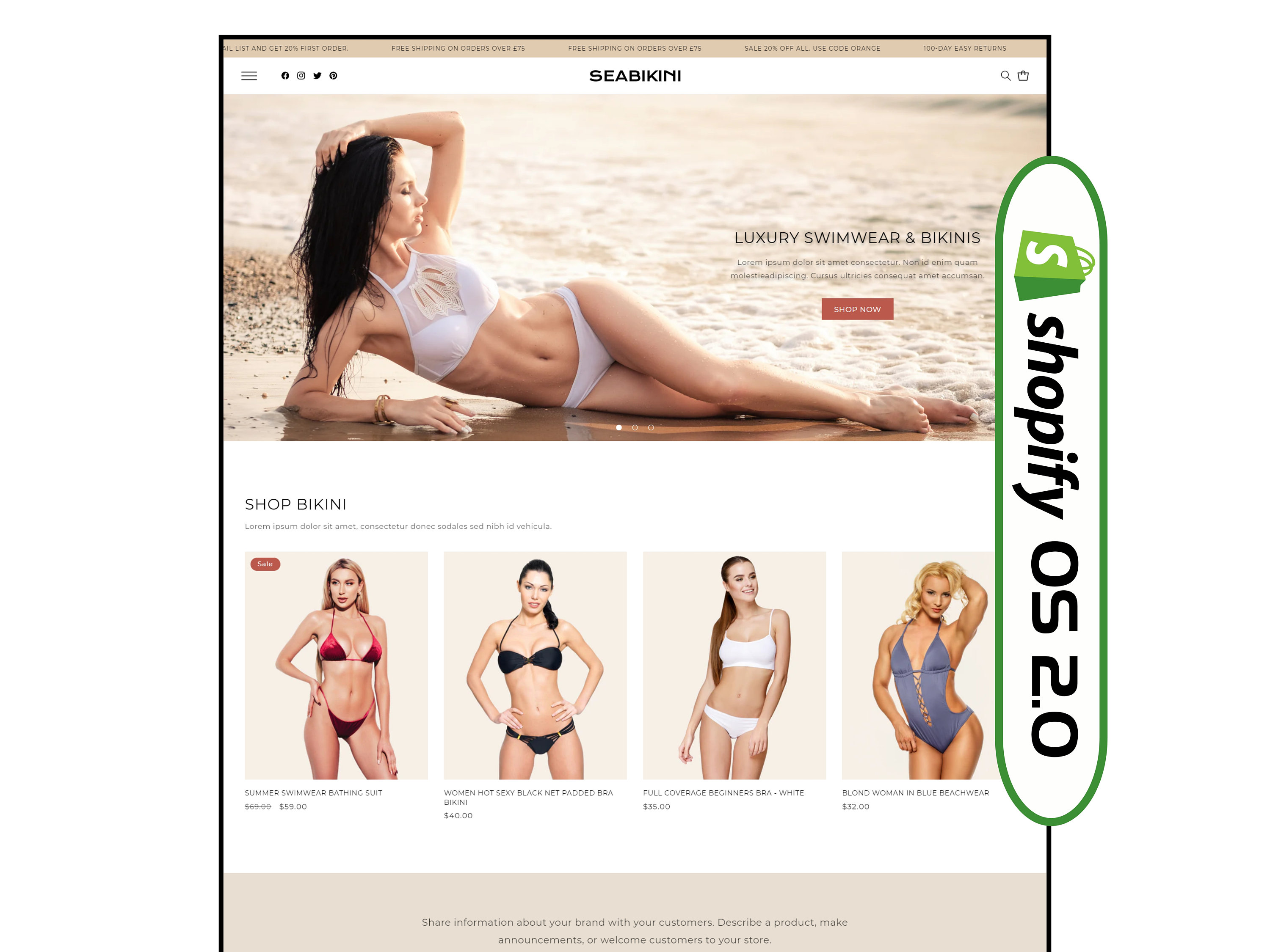 Design highly attractive bikini shopify store lingerie store