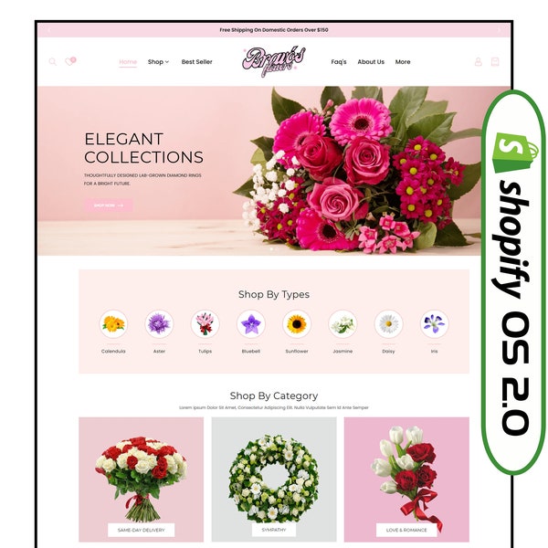 Sitio web de floristería / Tema minimalista de flores para Shopify / Sitio web de flores / Sitio web de floristería / Sitios web de tiendas de flores / Sitios web de entrega de flores