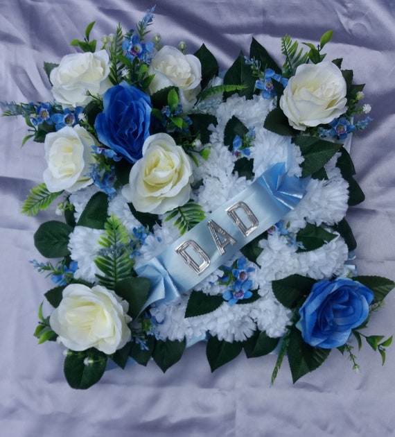 12 Artificial Floral Funeral Memorial Tributes Blue & Etsy UK