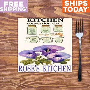 Tabla de conversión de flores de nacimiento para la cocina - Regalo de cocina personalizado - Regalo del mes de nacimiento para mamá - Decoración floral personalizada para la cocina - Guía de medición