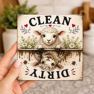 Sheep Dishwasher Reminder Magnet, Dishwasher Sign, Farmhouse Dish Sign, Lamb Farmhouse Style, Small Kitchen Hack