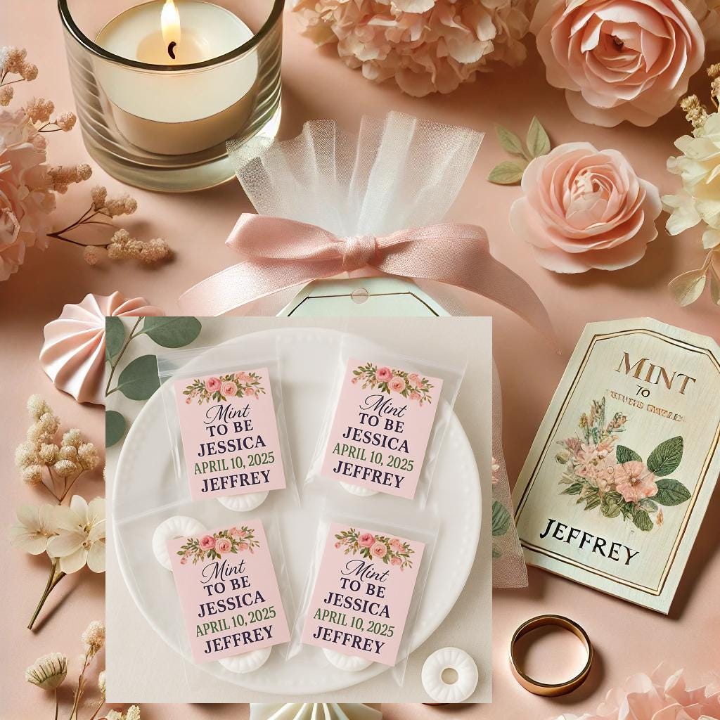 Mint to Be Wedding Favors – Custom Watercolor Floral Candy Mints ...