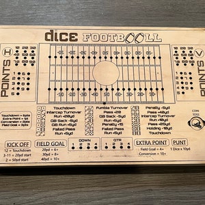 Dice football game with storage