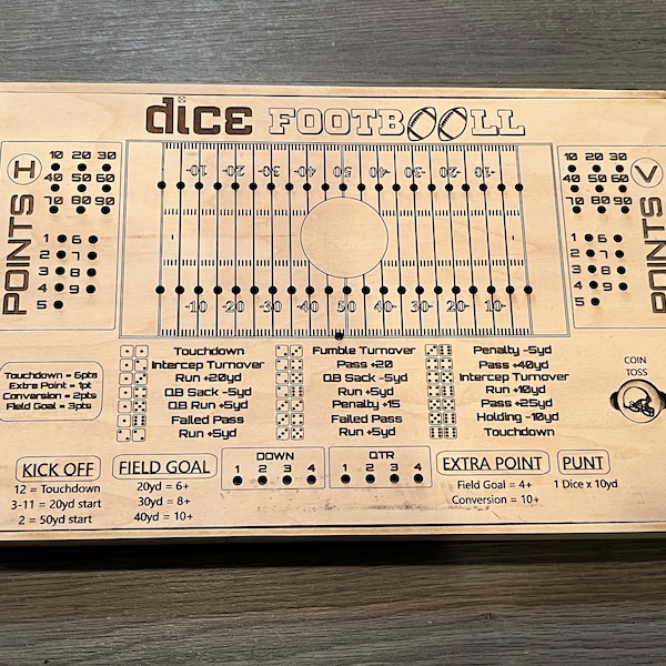 Dice football game with storage