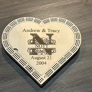 Tabuleiro de Cribbage personalizado em forma de coração