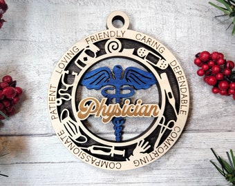 Adornos navideños de médicos