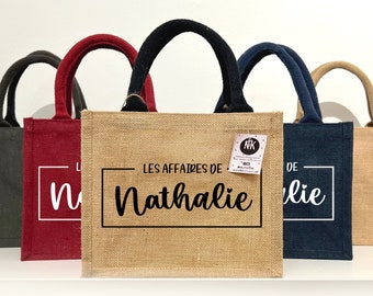 Personalised Cabas bag | Custom jute bag for shopping, beach and to gift to a best friend