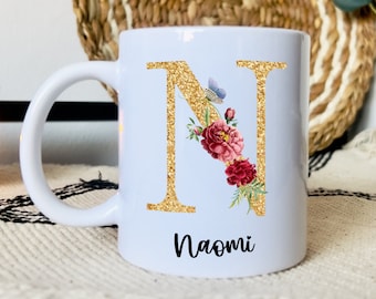 Personalized Mug with Initial and First Name for Valentine's Day Gift - Couple Gift - Lover Mugs