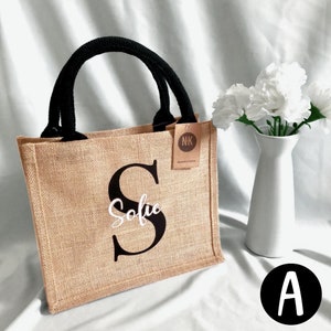 Personalised Cabas bag | Custom jute bag for shopping, beach and to gift to a best friend