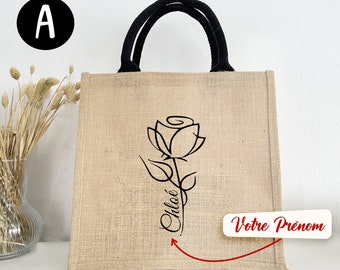 Personalised Cabas bag | Custom jute bag for shopping, beach and to gift to a best friend