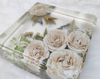 Preservação de buquês de casamento: lembrança de resina floral personalizada (somente depósito)