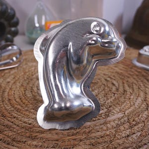 Vintage Delfin-förmige Figur Metall-Backform für Cupcake, Muffins oder Gelee - 12 cm
